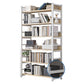 Industrial Vertical Etagere Bookshelf Steel Frame Manufactured Wood Shelf Bookshelf 23.6"L x 11.8"W x 68.5"H White-Wood Clearhalo 'Bookcases' 'furn' 'furn_bookcases' 'Furniture' 'furniture_bookcases' 'kitchen' 'kitchen_bookcases' 'Living Room Furniture' 'Office Furniture' 4719240