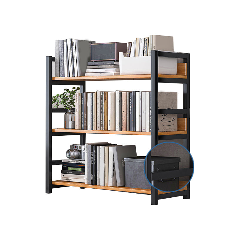 Industrial Vertical Etagere Bookshelf Steel Frame Manufactured Wood Shelf Bookshelf 31.5"L x 11.8"W x 31.9"H Black-Wood Clearhalo 'Bookcases' 'furn' 'furn_bookcases' 'Furniture' 'furniture_bookcases' 'kitchen' 'kitchen_bookcases' 'Living Room Furniture' 'Office Furniture' 4719242
