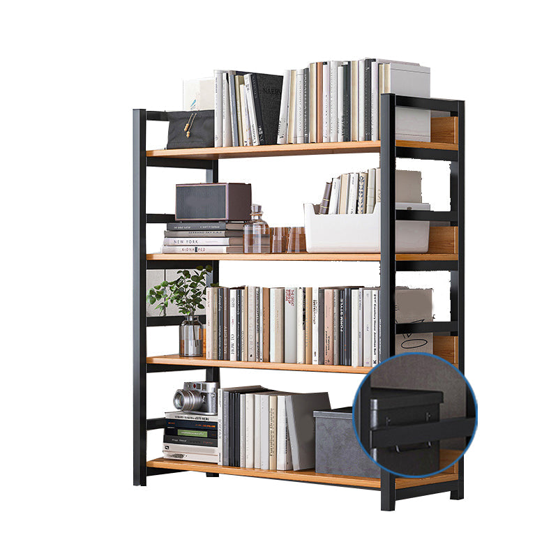 Industrial Vertical Etagere Bookshelf Steel Frame Manufactured Wood Shelf Bookshelf 23.6"L x 11.8"W x 44.1"H Black-Wood Clearhalo 'Bookcases' 'furn' 'furn_bookcases' 'Furniture' 'furniture_bookcases' 'kitchen' 'kitchen_bookcases' 'Living Room Furniture' 'Office Furniture' 4719244