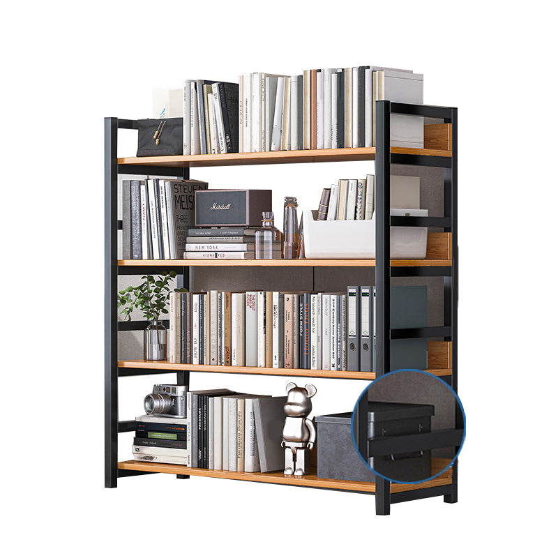 Industrial Vertical Etagere Bookshelf Steel Frame Manufactured Wood Shelf Bookshelf 31.5"L x 11.8"W x 44.1"H Black-Wood Clearhalo 'Bookcases' 'furn' 'furn_bookcases' 'Furniture' 'furniture_bookcases' 'kitchen' 'kitchen_bookcases' 'Living Room Furniture' 'Office Furniture' 4719245