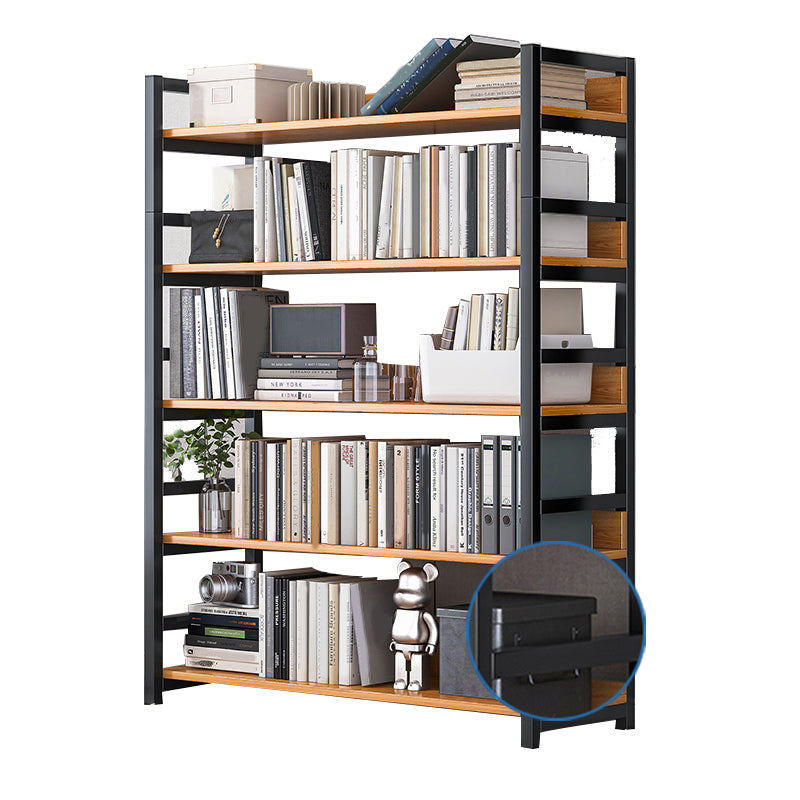 Industrial Vertical Etagere Bookshelf Steel Frame Manufactured Wood Shelf Bookshelf 23.6"L x 11.8"W x 56.3"H Black-Wood Clearhalo 'Bookcases' 'furn' 'furn_bookcases' 'Furniture' 'furniture_bookcases' 'kitchen' 'kitchen_bookcases' 'Living Room Furniture' 'Office Furniture' 4719246