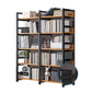Industrial Vertical Etagere Bookshelf Steel Frame Manufactured Wood Shelf Bookshelf 39.4"L x 11.8"W x 56.3"H Black-Wood Clearhalo 'Bookcases' 'furn' 'furn_bookcases' 'Furniture' 'furniture_bookcases' 'kitchen' 'kitchen_bookcases' 'Living Room Furniture' 'Office Furniture' 4719247