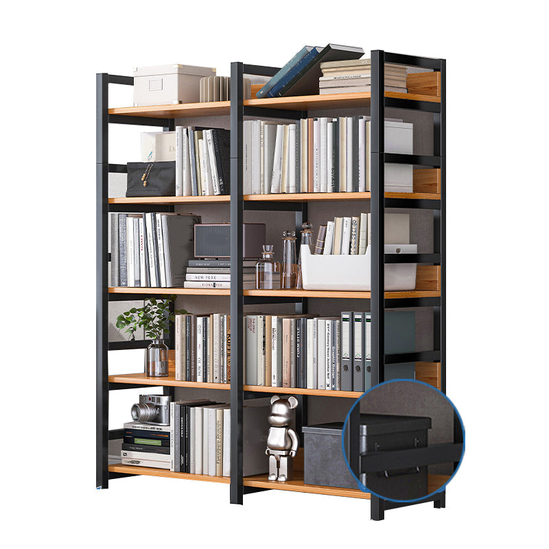 Industrial Vertical Etagere Bookshelf Steel Frame Manufactured Wood Shelf Bookshelf 39.4"L x 11.8"W x 56.3"H Black-Wood Clearhalo 'Bookcases' 'furn' 'furn_bookcases' 'Furniture' 'furniture_bookcases' 'kitchen' 'kitchen_bookcases' 'Living Room Furniture' 'Office Furniture' 4719247