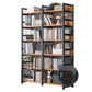 Industrial Vertical Etagere Bookshelf Steel Frame Manufactured Wood Shelf Bookshelf 39.4"L x 11.8"W x 68.5"H Black-Wood Clearhalo 'Bookcases' 'furn' 'furn_bookcases' 'Furniture' 'furniture_bookcases' 'kitchen' 'kitchen_bookcases' 'Living Room Furniture' 'Office Furniture' 4719249