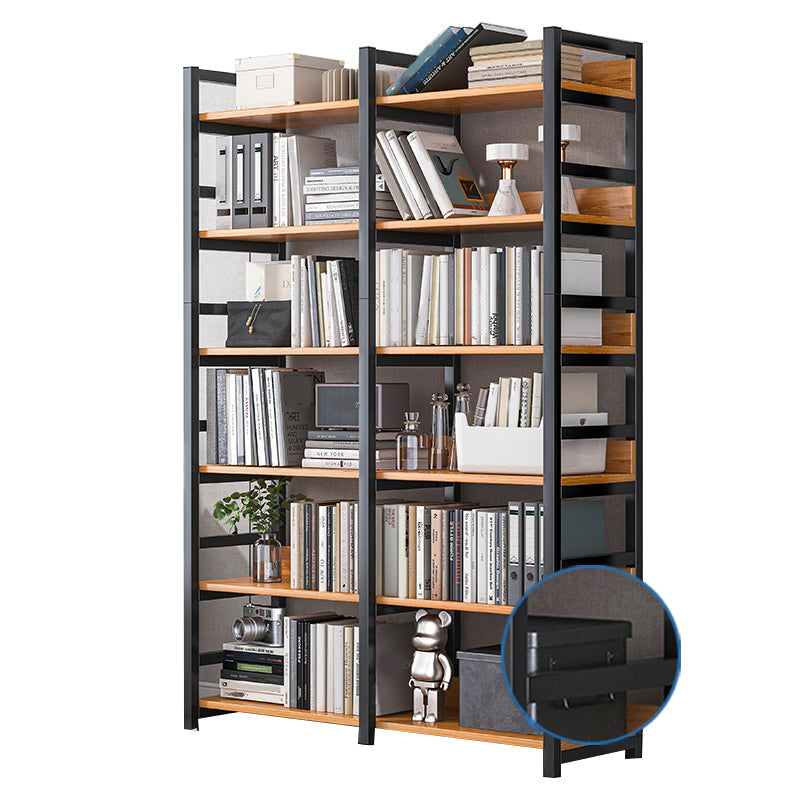 Industrial Vertical Etagere Bookshelf Steel Frame Manufactured Wood Shelf Bookshelf 39.4"L x 11.8"W x 68.5"H Black-Wood Clearhalo 'Bookcases' 'furn' 'furn_bookcases' 'Furniture' 'furniture_bookcases' 'kitchen' 'kitchen_bookcases' 'Living Room Furniture' 'Office Furniture' 4719249