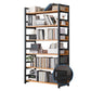 Industrial Vertical Etagere Bookshelf Steel Frame Manufactured Wood Shelf Bookshelf 31.5"L x 11.8"W x 68.5"H Black-Wood Clearhalo 'Bookcases' 'furn' 'furn_bookcases' 'Furniture' 'furniture_bookcases' 'kitchen' 'kitchen_bookcases' 'Living Room Furniture' 'Office Furniture' 4719250