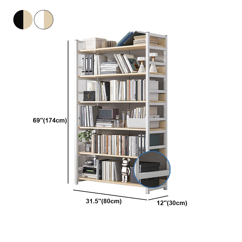 Industrial Vertical Etagere Bookshelf Steel Frame Manufactured Wood Shelf Bookshelf Clearhalo 'Bookcases' 'furn' 'furn_bookcases' 'Furniture' 'furniture_bookcases' 'kitchen' 'kitchen_bookcases' 'Living Room Furniture' 'Office Furniture' 4719258