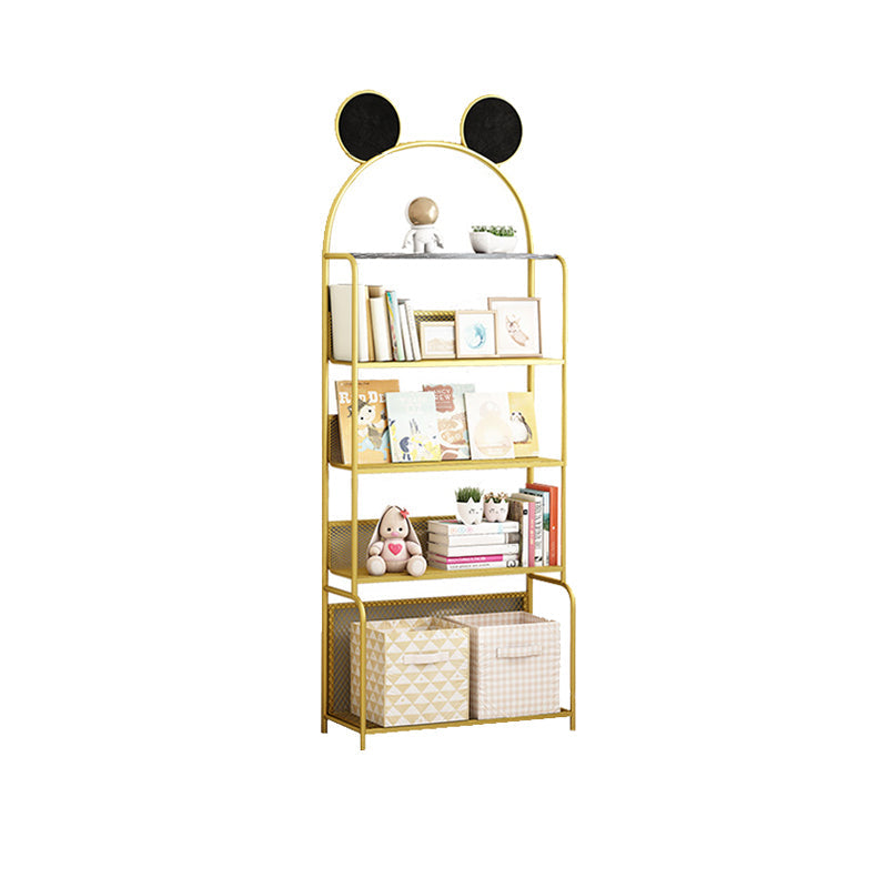 Wall Mounted Bookcase Glam Style Bookshelf for Home Office and Study Room 20.5"L x 8.7"W x 59.1"H Gold Clearhalo 'Bookcases' 'furn' 'furn_bookcases' 'Furniture' 'furniture_bookcases' 'kitchen' 'kitchen_bookcases' 'Living Room Furniture' 'Office Furniture' 4719271