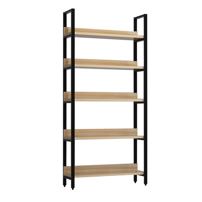 Vertical Industrial Etagere Bookshelf Steel Frame Solid Wood Shelf Bookshelf 23.6"L x 15.7"W x 71.7"H Clearhalo 'Bookcases' 'furn' 'furn_bookcases' 'Furniture' 'furniture_bookcases' 'kitchen' 'kitchen_bookcases' 'Living Room Furniture' 'Office Furniture' 4719298