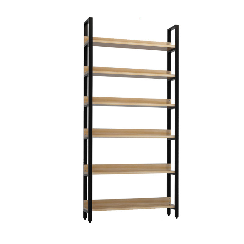 Vertical Industrial Etagere Bookshelf Steel Frame Solid Wood Shelf Bookshelf 23.6"L x 15.7"W x 83.5"H Clearhalo 'Bookcases' 'furn' 'furn_bookcases' 'Furniture' 'furniture_bookcases' 'kitchen' 'kitchen_bookcases' 'Living Room Furniture' 'Office Furniture' 4719306
