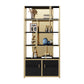 12"W 79"H Bookshelf Glam Style Open Back Bookcase for Study Room Home Office Gold-Black Clearhalo 'Bookcases' 'furn' 'furn_bookcases' 'Furniture' 'furniture_bookcases' 'kitchen' 'kitchen_bookcases' 'Living Room Furniture' 'Office Furniture' 4719366