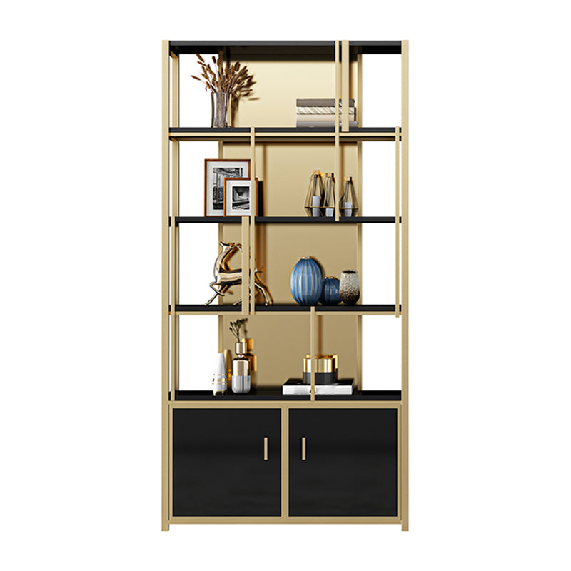 12"W 79"H Bookshelf Glam Style Open Back Bookcase for Study Room Home Office Gold-Black Clearhalo 'Bookcases' 'furn' 'furn_bookcases' 'Furniture' 'furniture_bookcases' 'kitchen' 'kitchen_bookcases' 'Living Room Furniture' 'Office Furniture' 4719366