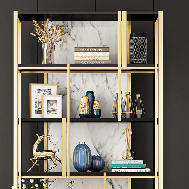 12"W 79"H Bookshelf Glam Style Open Back Bookcase for Study Room Home Office Clearhalo 'Bookcases' 'furn' 'furn_bookcases' 'Furniture' 'furniture_bookcases' 'kitchen' 'kitchen_bookcases' 'Living Room Furniture' 'Office Furniture' 4719371