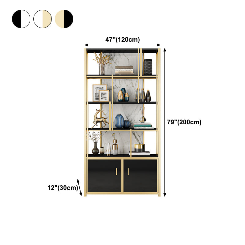 12"W 79"H Bookshelf Glam Style Open Back Bookcase for Study Room Home Office Clearhalo 'Bookcases' 'furn' 'furn_bookcases' 'Furniture' 'furniture_bookcases' 'kitchen' 'kitchen_bookcases' 'Living Room Furniture' 'Office Furniture' 4719380