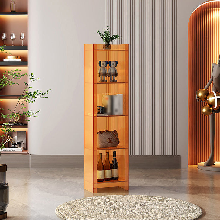 Glam Acrylic Standard Bookshelf Closed Back Vertical Bookshelf for Living Room 15.7"L x 9.8"W x 59.8"H Orange Clearhalo 'Bookcases' 'furn' 'furn_bookcases' 'Furniture' 'furniture_bookcases' 'kitchen' 'kitchen_bookcases' 'Living Room Furniture' 'Office Furniture' 4719403