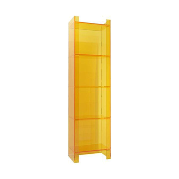 Glam Acrylic Standard Bookshelf Closed Back Vertical Bookshelf for Living Room 15.7"L x 9.8"W x 59.8"H Yellow Clearhalo 'Bookcases' 'furn' 'furn_bookcases' 'Furniture' 'furniture_bookcases' 'kitchen' 'kitchen_bookcases' 'Living Room Furniture' 'Office Furniture' 4719404