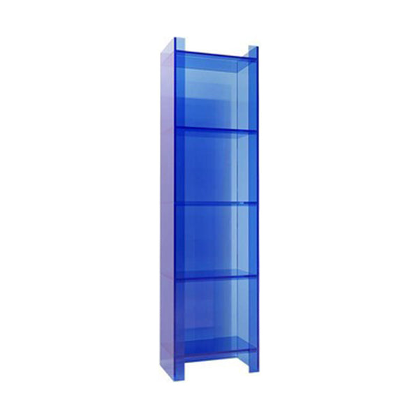 Glam Acrylic Standard Bookshelf Closed Back Vertical Bookshelf for Living Room 15.7"L x 9.8"W x 59.8"H Blue Clearhalo 'Bookcases' 'furn' 'furn_bookcases' 'Furniture' 'furniture_bookcases' 'kitchen' 'kitchen_bookcases' 'Living Room Furniture' 'Office Furniture' 4719407