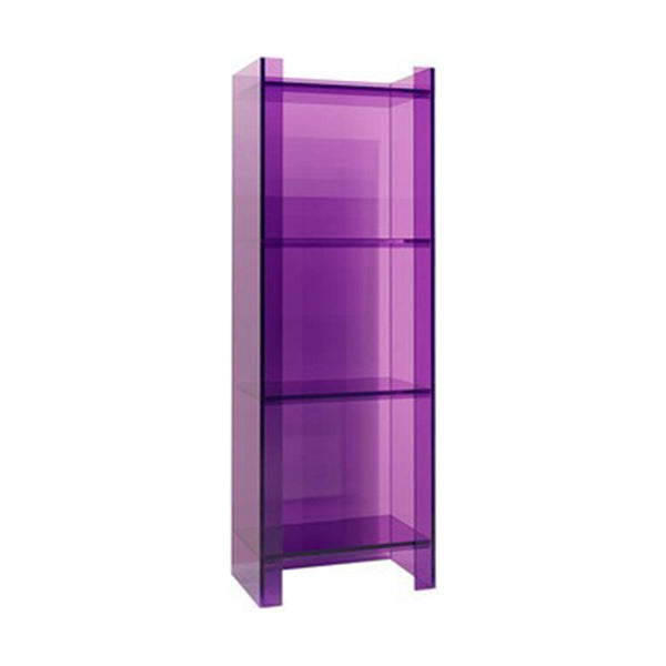 Glam Acrylic Standard Bookshelf Closed Back Vertical Bookshelf for Living Room 15.7"L x 9.8"W x 46.5"H Purple Clearhalo 'Bookcases' 'furn' 'furn_bookcases' 'Furniture' 'furniture_bookcases' 'kitchen' 'kitchen_bookcases' 'Living Room Furniture' 'Office Furniture' 4719410