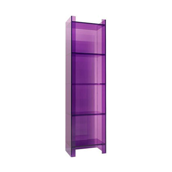 Glam Acrylic Standard Bookshelf Closed Back Vertical Bookshelf for Living Room 15.7"L x 9.8"W x 59.8"H Purple Clearhalo 'Bookcases' 'furn' 'furn_bookcases' 'Furniture' 'furniture_bookcases' 'kitchen' 'kitchen_bookcases' 'Living Room Furniture' 'Office Furniture' 4719412