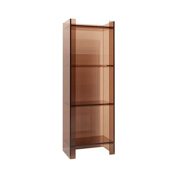 Glam Acrylic Standard Bookshelf Closed Back Vertical Bookshelf for Living Room 15.7"L x 9.8"W x 46.5"H Coffee Clearhalo 'Bookcases' 'furn' 'furn_bookcases' 'Furniture' 'furniture_bookcases' 'kitchen' 'kitchen_bookcases' 'Living Room Furniture' 'Office Furniture' 4719418