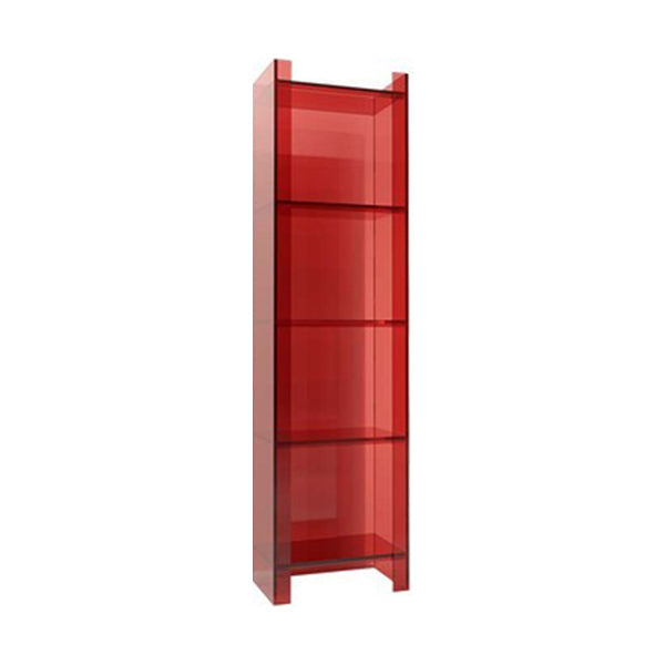 Glam Acrylic Standard Bookshelf Closed Back Vertical Bookshelf for Living Room 15.7"L x 9.8"W x 59.8"H Burgundy Clearhalo 'Bookcases' 'furn' 'furn_bookcases' 'Furniture' 'furniture_bookcases' 'kitchen' 'kitchen_bookcases' 'Living Room Furniture' 'Office Furniture' 4719422