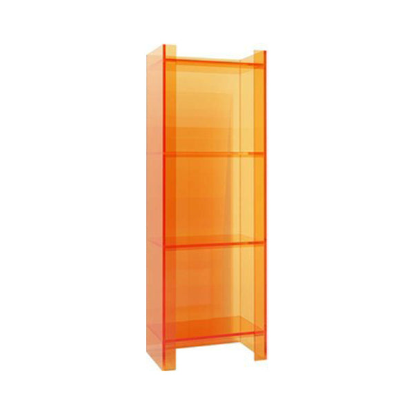 Glam Acrylic Standard Bookshelf Closed Back Vertical Bookshelf for Living Room 15.7"L x 9.8"W x 46.5"H Orange Clearhalo 'Bookcases' 'furn' 'furn_bookcases' 'Furniture' 'furniture_bookcases' 'kitchen' 'kitchen_bookcases' 'Living Room Furniture' 'Office Furniture' 4719423