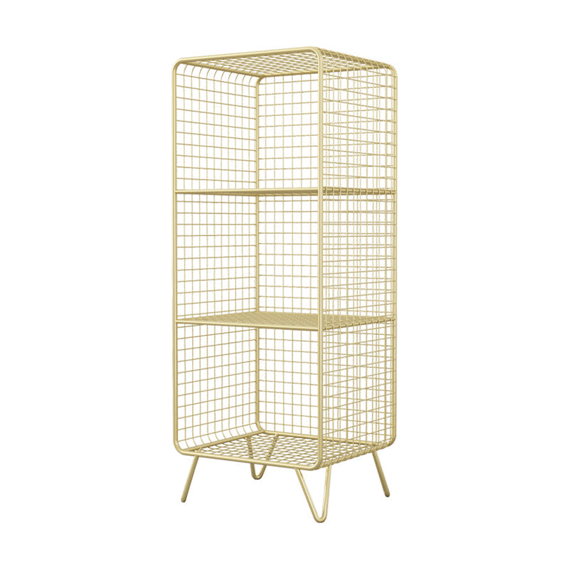 Closed Back Industrial Standard Bookshelf Iron Vertical Bookshelf for Bedroom 14"L x 12"W x 35"H Gold Clearhalo 'Bookcases' 'furn' 'furn_bookcases' 'Furniture' 'furniture_bookcases' 'kitchen' 'kitchen_bookcases' 'Living Room Furniture' 'Office Furniture' 4719435