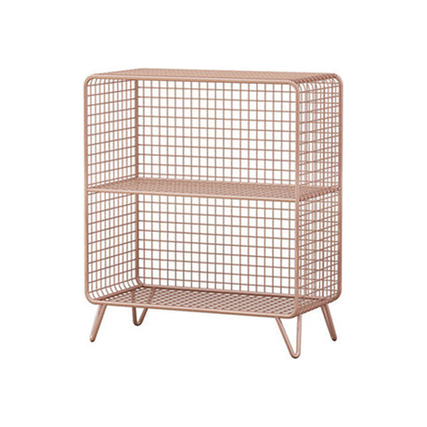 Closed Back Industrial Standard Bookshelf Iron Vertical Bookshelf for Bedroom 24"L x 12"W x 28"H Rose Gold Clearhalo 'Bookcases' 'furn' 'furn_bookcases' 'Furniture' 'furniture_bookcases' 'kitchen' 'kitchen_bookcases' 'Living Room Furniture' 'Office Furniture' 4719440