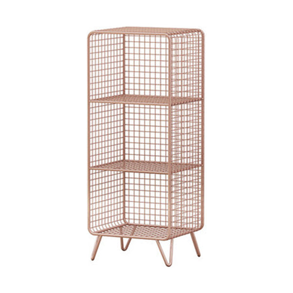 Closed Back Industrial Standard Bookshelf Iron Vertical Bookshelf for Bedroom 14"L x 12"W x 35"H Rose Gold Clearhalo 'Bookcases' 'furn' 'furn_bookcases' 'Furniture' 'furniture_bookcases' 'kitchen' 'kitchen_bookcases' 'Living Room Furniture' 'Office Furniture' 4719441