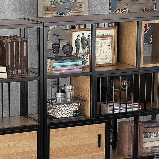 79"H Bookshelf Industrial Style Open Back Bookcase for Home Office Clearhalo 'Bookcases' 'furn' 'furn_bookcases' 'Furniture' 'furniture_bookcases' 'kitchen' 'kitchen_bookcases' 'Living Room Furniture' 'Office Furniture' 4719473