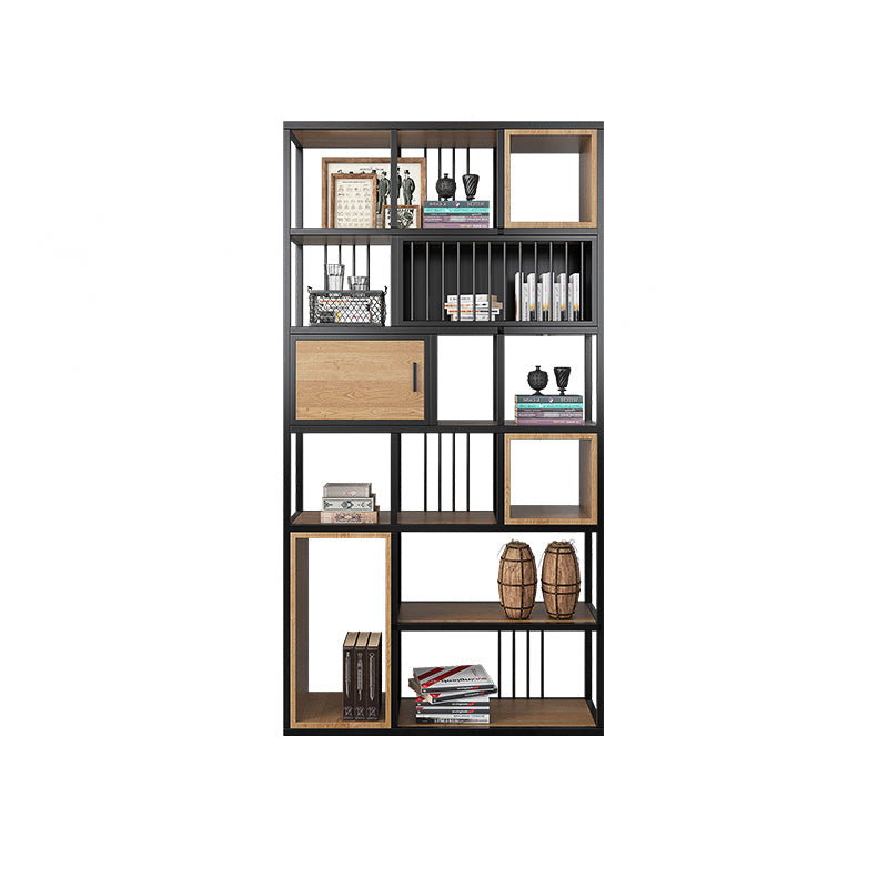 79"H Bookshelf Industrial Style Open Back Bookcase for Home Office 47"L x 12"W x 79"H Black Clearhalo 'Bookcases' 'furn' 'furn_bookcases' 'Furniture' 'furniture_bookcases' 'kitchen' 'kitchen_bookcases' 'Living Room Furniture' 'Office Furniture' 4719474