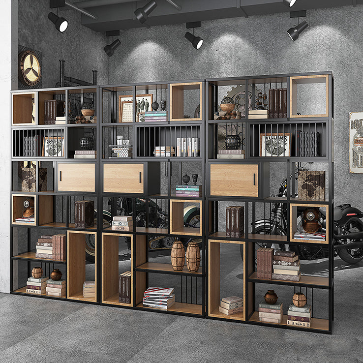 79"H Bookshelf Industrial Style Open Back Bookcase for Home Office Clearhalo 'Bookcases' 'furn' 'furn_bookcases' 'Furniture' 'furniture_bookcases' 'kitchen' 'kitchen_bookcases' 'Living Room Furniture' 'Office Furniture' 4719477