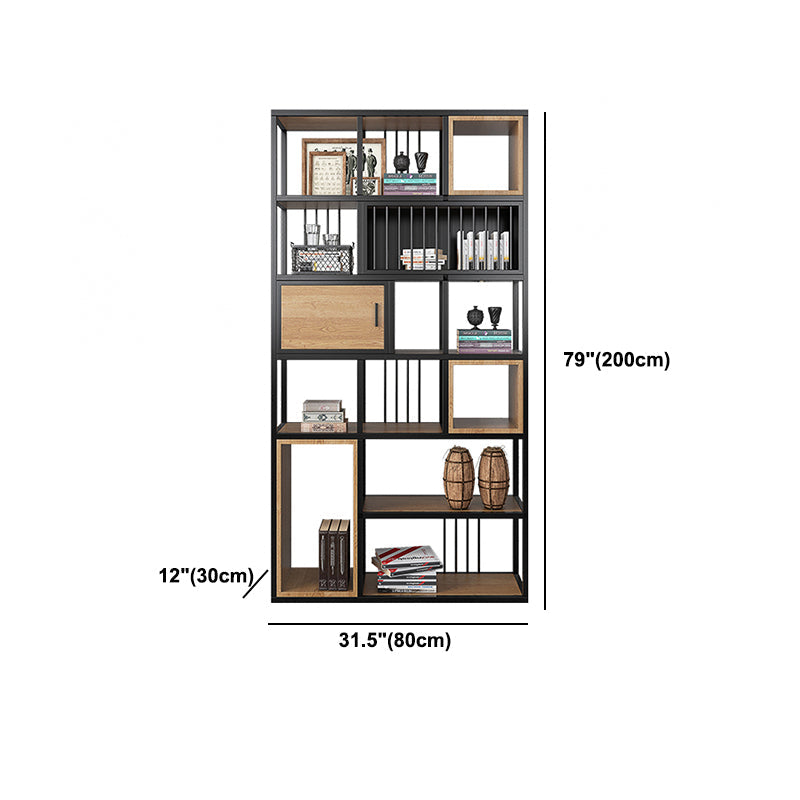 79"H Bookshelf Industrial Style Open Back Bookcase for Home Office Clearhalo 'Bookcases' 'furn' 'furn_bookcases' 'Furniture' 'furniture_bookcases' 'kitchen' 'kitchen_bookcases' 'Living Room Furniture' 'Office Furniture' 4719480