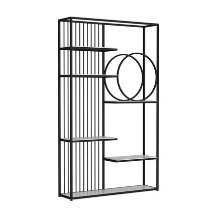 70.87"H Bookshelf Glam Style Open Back Bookcase for Home Office Study Room Black Clearhalo 'Bookcases' 'furn' 'furn_bookcases' 'Furniture' 'furniture_bookcases' 'kitchen' 'kitchen_bookcases' 'Living Room Furniture' 'Office Furniture' 4719490