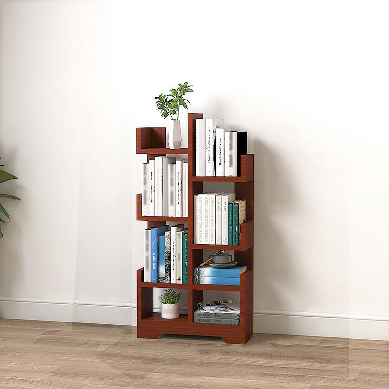 Scandinavian Manufactured Wood Geometric Bookshelf Vertical Open Bookshelf Red Brown 16.1"L x 6.7"W x 36.2"H Clearhalo 'Bookcases' 'Furniture' 'furniture_bookcases' 'kitchen' 'kitchen_bookcases' 'Living Room Furniture' 'Office Furniture' 4719514