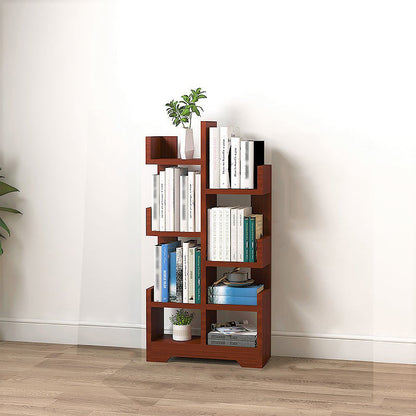 Scandinavian Manufactured Wood Geometric Bookshelf Vertical Open Bookshelf Red Brown 16.1"L x 6.7"W x 36.2"H Clearhalo 'Bookcases' 'Furniture' 'furniture_bookcases' 'kitchen' 'kitchen_bookcases' 'Living Room Furniture' 'Office Furniture' 4719514