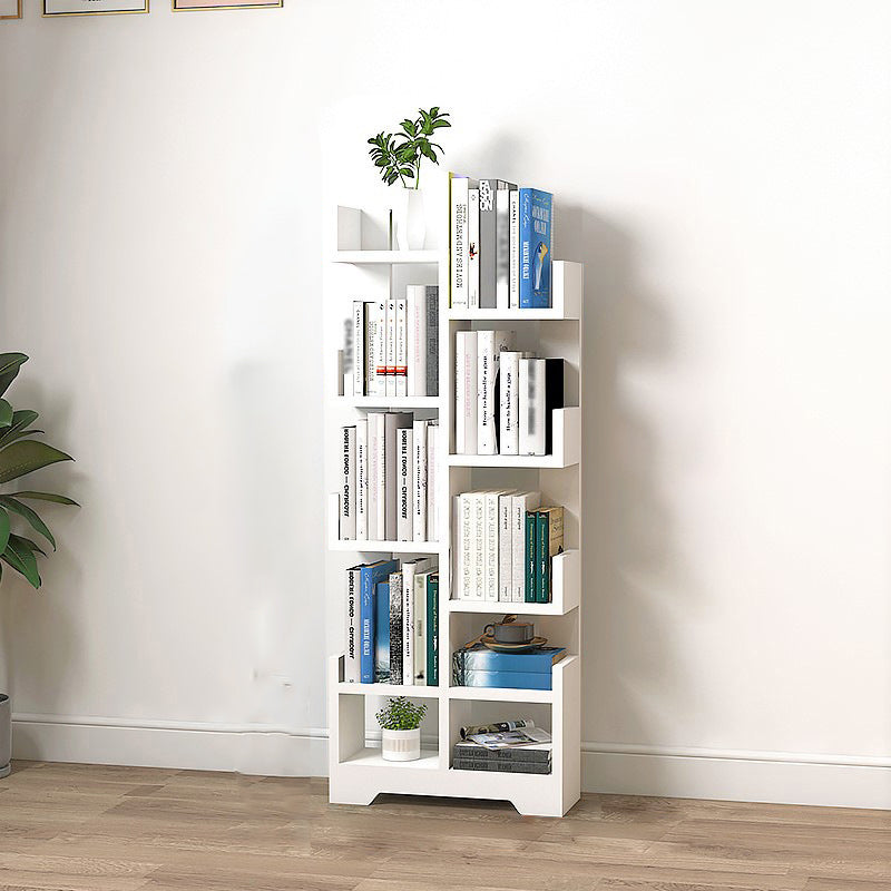 Scandinavian Manufactured Wood Geometric Bookshelf Vertical Open Bookshelf White 16.1"L x 6.7"W x 46.5"H Clearhalo 'Bookcases' 'Furniture' 'furniture_bookcases' 'kitchen' 'kitchen_bookcases' 'Living Room Furniture' 'Office Furniture' 4719516