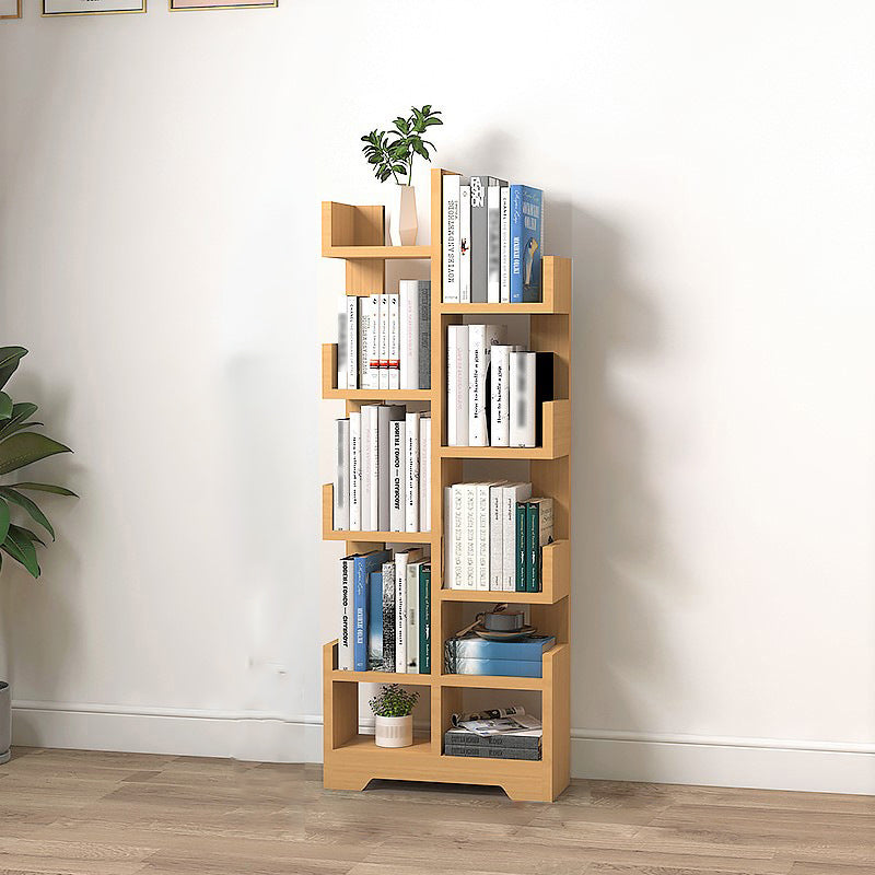 Scandinavian Manufactured Wood Geometric Bookshelf Vertical Open Bookshelf Natural 16.1"L x 6.7"W x 46.5"H Clearhalo 'Bookcases' 'Furniture' 'furniture_bookcases' 'kitchen' 'kitchen_bookcases' 'Living Room Furniture' 'Office Furniture' 4719517