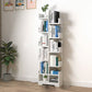 Scandinavian Manufactured Wood Geometric Bookshelf Vertical Open Bookshelf White 16.1"L x 6.7"W x 56.7"H Clearhalo 'Bookcases' 'Furniture' 'furniture_bookcases' 'kitchen' 'kitchen_bookcases' 'Living Room Furniture' 'Office Furniture' 4719521