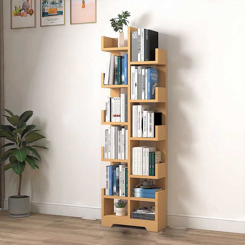 Scandinavian Manufactured Wood Geometric Bookshelf Vertical Open Bookshelf Natural 16.1"L x 6.7"W x 56.7"H Clearhalo 'Bookcases' 'Furniture' 'furniture_bookcases' 'kitchen' 'kitchen_bookcases' 'Living Room Furniture' 'Office Furniture' 4719522