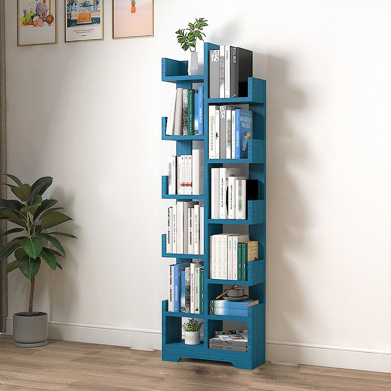 Scandinavian Manufactured Wood Geometric Bookshelf Vertical Open Bookshelf Blue 16.1"L x 6.7"W x 56.7"H Clearhalo 'Bookcases' 'Furniture' 'furniture_bookcases' 'kitchen' 'kitchen_bookcases' 'Living Room Furniture' 'Office Furniture' 4719524