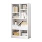 Vertical Manufactured Wood Scandinavian Etagere Bookshelf with Drawer 19.7"L x 7.9"W x 50.8"H White Clearhalo 'Bookcases' 'furn' 'furn_bookcases' 'Furniture' 'furniture_bookcases' 'kitchen' 'kitchen_bookcases' 'Living Room Furniture' 'Office Furniture' 4719587