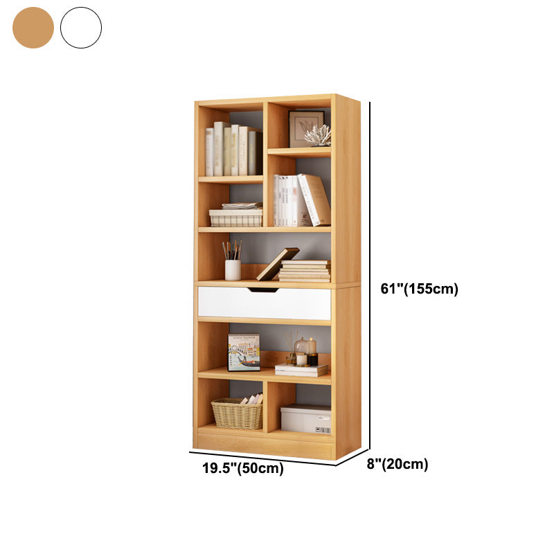 Vertical Manufactured Wood Scandinavian Etagere Bookshelf with Drawer Clearhalo 'Bookcases' 'furn' 'furn_bookcases' 'Furniture' 'furniture_bookcases' 'kitchen' 'kitchen_bookcases' 'Living Room Furniture' 'Office Furniture' 4719595