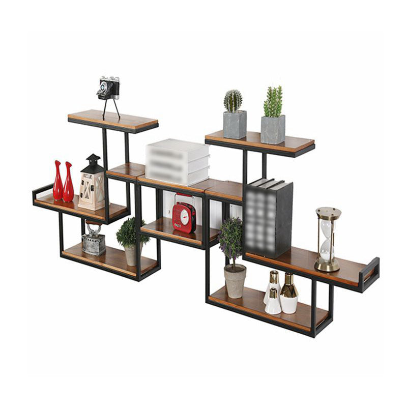 Wall Mounted Bookshelf Solid Wood Industrial Style Bookcase for Home Office Black Clearhalo 'Bookcases' 'Furniture' 'furniture_bookcases' 'kitchen' 'kitchen_bookcases' 'Living Room Furniture' 'Office Furniture' 4719598