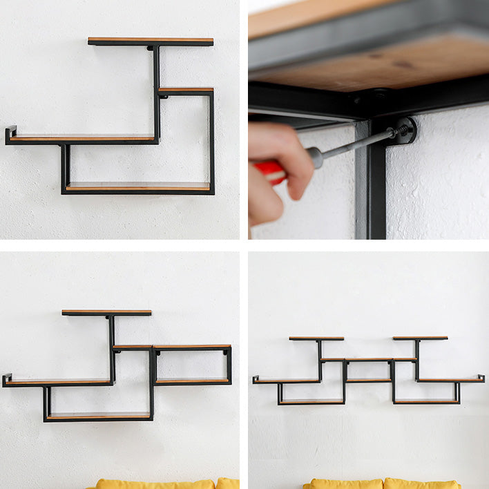 Wall Mounted Bookshelf Solid Wood Industrial Style Bookcase for Home Office Clearhalo 'Bookcases' 'Furniture' 'furniture_bookcases' 'kitchen' 'kitchen_bookcases' 'Living Room Furniture' 'Office Furniture' 4719605