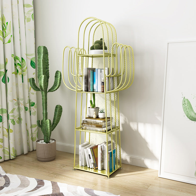 Scandinavian Iron Geometric Bookshelf Vertical Bookshelf,16.5"L x 11.8"W x 59"H Gold Clearhalo 'Bookcases' 'furn' 'furn_bookcases' 'Furniture' 'furniture_bookcases' 'kitchen' 'kitchen_bookcases' 'Living Room Furniture' 'Office Furniture' 4719614