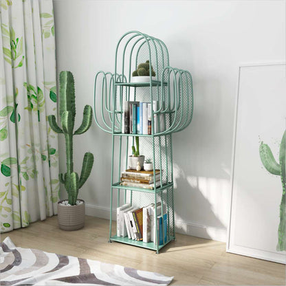 Scandinavian Iron Geometric Bookshelf Vertical Bookshelf,16.5"L x 11.8"W x 59"H Green Clearhalo 'Bookcases' 'furn' 'furn_bookcases' 'Furniture' 'furniture_bookcases' 'kitchen' 'kitchen_bookcases' 'Living Room Furniture' 'Office Furniture' 4719615