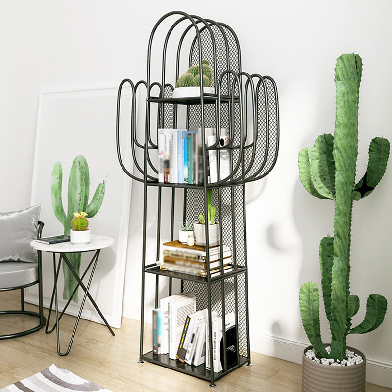Scandinavian Iron Geometric Bookshelf Vertical Bookshelf,16.5"L x 11.8"W x 59"H Matte Black Clearhalo 'Bookcases' 'furn' 'furn_bookcases' 'Furniture' 'furniture_bookcases' 'kitchen' 'kitchen_bookcases' 'Living Room Furniture' 'Office Furniture' 4719616