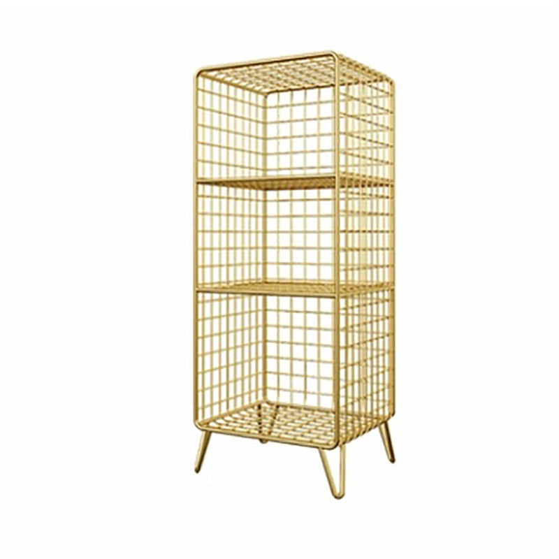 Iron Industrial Standard Bookshelf Closed Back Vertical Bookshelf for Bedroom 14"L x 12"W x 35"H Gold Clearhalo 'Bookcases' 'furn' 'furn_bookcases' 'Furniture' 'furniture_bookcases' 'kitchen' 'kitchen_bookcases' 'Living Room Furniture' 'Office Furniture' 4719661
