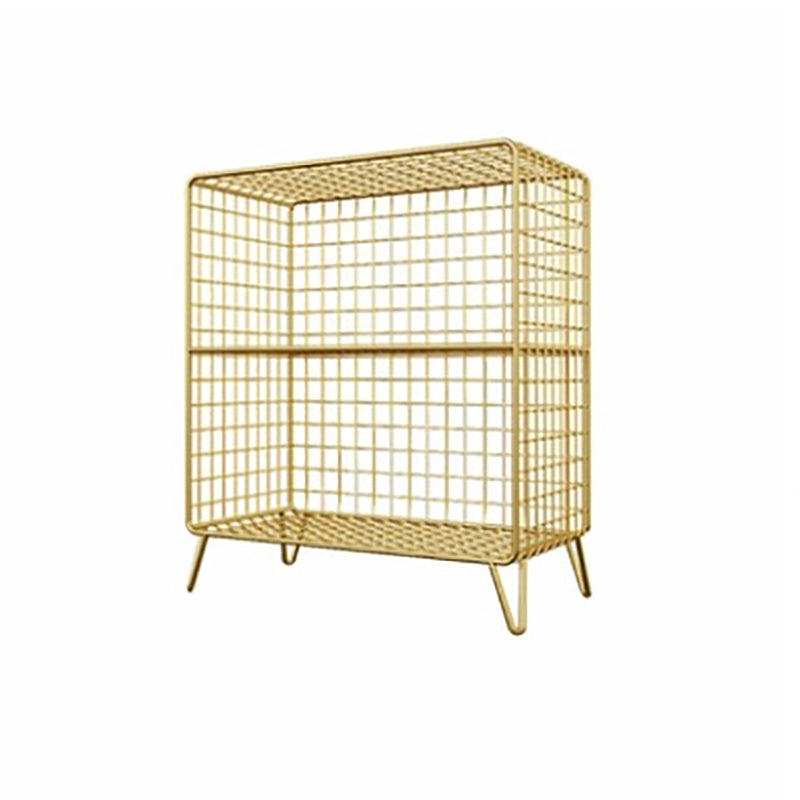 Iron Industrial Standard Bookshelf Closed Back Vertical Bookshelf for Bedroom 24"L x 12"W x 28"H Gold Clearhalo 'Bookcases' 'furn' 'furn_bookcases' 'Furniture' 'furniture_bookcases' 'kitchen' 'kitchen_bookcases' 'Living Room Furniture' 'Office Furniture' 4719665